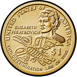реверс 1$ (buck) 2020 "Elizabeth Peratrovich and Alaska’s Anti-Discrimination Law"