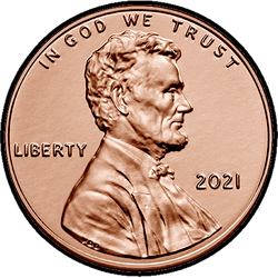 аверс 1¢ (penny) 2021 "S"