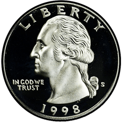 аверс 25¢ (квотер) 1998 "USA - Quarter / 1998 - S Proof"