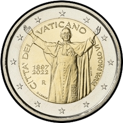 аверс 2€ 2022 "125 let od narození papeže Pavla VI."