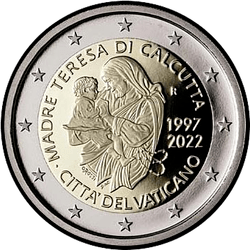 аверс 2€ 2022 "25 years since the death of Mother Teresa of Calcutta"