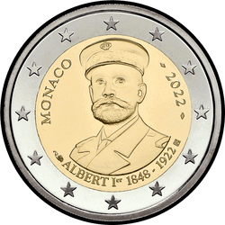 аверс 2€ 2022 "100 years since the death of Prince Albert I of Monaco"