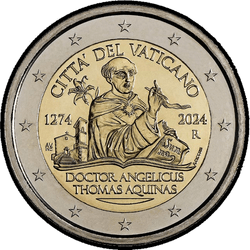 аверс 2€ 2024 "750th anniversary of the death of Thomas Aquinas"