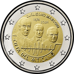 аверс 2€ 2024 "150th anniversary of the birth of Guglielmo Marconi"