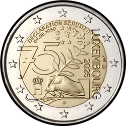 аверс 2€ 2025 "75th anniversary of the Schumann Declaration"