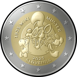 аверс 2€ 2025 "100 years since the birth of Slovenian animator and illustrator Mika Muster"