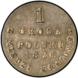 аверс 1 grosze 1826 "1 penny of 1826 IB. "new model""