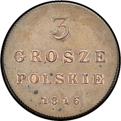 аверс 3 grosze 1816 "3 pennies of 1816 IB. "the new model", "the short tail of the eagle""