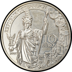 аверс 10 евро 2005 "60 лет Второй Республике"