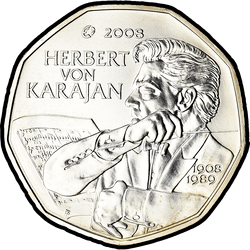 реверс 5 евро 2008 "100 лет со дня рождения Герберта фон Караяна"
