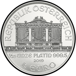 аверс 4 евро 2019 "Венская филармония 1/25 oz Platinum"