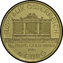 аверс 4€ 2015 "Венская филармония 1/25 oz Gold"