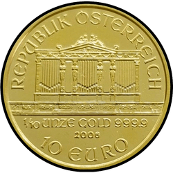 аверс 10 евро 2006 "Венская филармония 1/10 oz Gold"