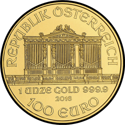 аверс 100 евро 2016 "Венская филармония 1 oz Gold"