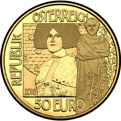 аверс 50 евро 2016 "Фрагмент картины «Поцелуй»"