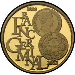 реверс 100€ 2003 "200 лет французской монетной реформе 1803г."