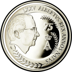 реверс 10€ 2009 "75 лет правящему королю Бельгии Альберту II"