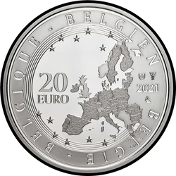 аверс 20 евро 2021 "100 лет со дня рождения Роже Равеела"
