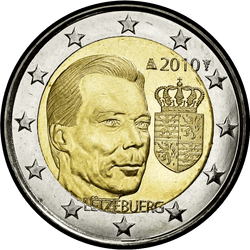 аверс 2€ 2010 "Wappen des Großherzogs"
