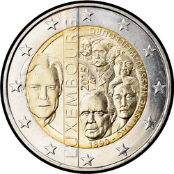аверс 2€ 2015 " 125e anniversaire de la dynastie des Nassau-Weilburg"