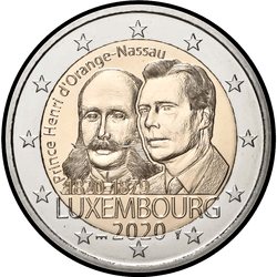 аверс 2€ 2020 "200-годдзе з дня нараджэння прынца Нідэрланда Генрыха"