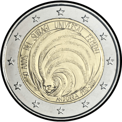 аверс 2€ 2020 "50 anos de sufrágio universal em Andorra"