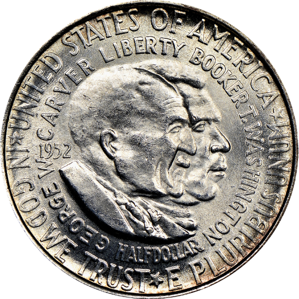 аверс 50¢ (half) 1952 "부커 티 워싱턴과 조지 더블유 카버"