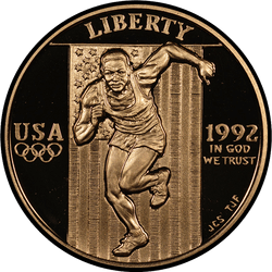 аверс 5 dolarów (USA) 1992 "XXV Letnie Igrzyska Olimpijskie, Barcelona 1992"