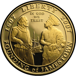 аверс 5 dollars (US) 2007 "400 лет Джеймстауну"